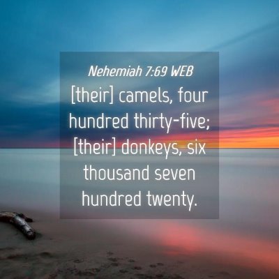 Picture 04 - Nehemiah 7:69 WEB - [their] camels, four hundred thirty-five; [their] - Bible Verse Picture