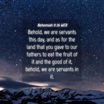 Picture 04 - Nehemiah 9:36 WEB - Behold, we are servants this day, and as for the - Bible Verse Picture