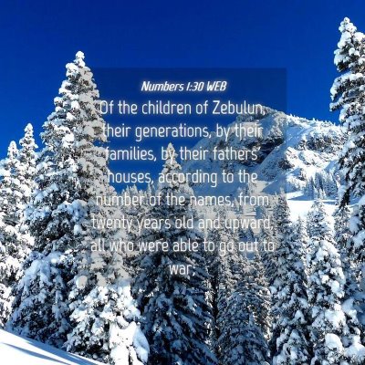 Picture 04 - Numbers 1:30 WEB - Of the children of Zebulun, their generations, by - Bible Verse Picture