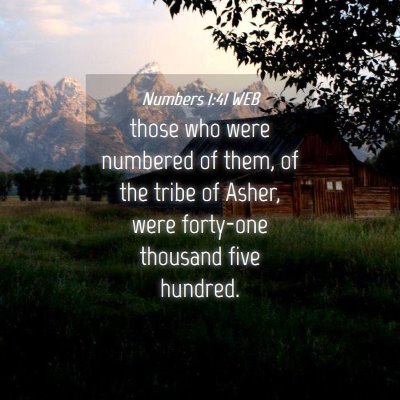 Picture 04 - Numbers 1:41 WEB - those who were numbered of them, of the tribe of - Bible Verse Picture