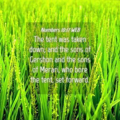Picture 04 - Numbers 10:17 WEB - The tent was taken down; and the sons of Gershon - Bible Verse Picture