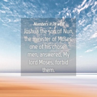 Picture 04 - Numbers 11:28 WEB - Joshua the son of Nun, the minister of Moses, one - Bible Verse Picture