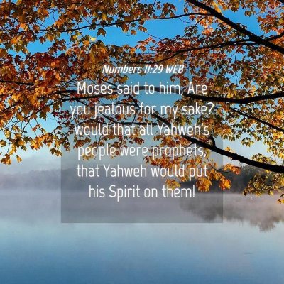 Picture 04 - Numbers 11:29 WEB - Moses said to him, Are you jealous for my sake? - Bible Verse Picture