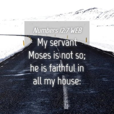 Picture 04 - Numbers 12:7 WEB - My servant Moses is not so; he is faithful in all - Bible Verse Picture