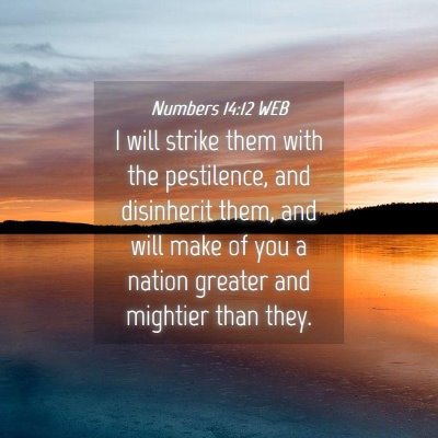 Picture 04 - Numbers 14:12 WEB - I will strike them with the pestilence, and - Bible Verse Picture