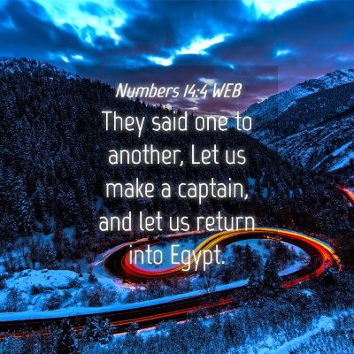 Picture 04 - Numbers 14:4 WEB - They said one to another, Let us make a captain, - Bible Verse Picture