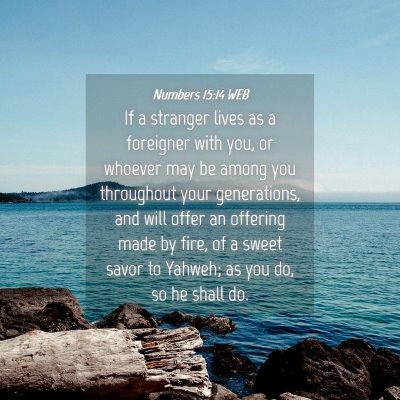 Picture 04 - Numbers 15:14 WEB - If a stranger lives as a foreigner with you, or - Bible Verse Picture