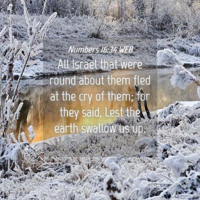 Picture 04 - Numbers 16:34 WEB - All Israel that were round about them fled at the - Bible Verse Picture