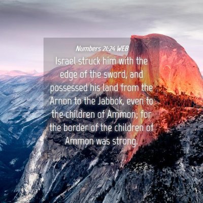 Picture 04 - Numbers 21:24 WEB - Israel struck him with the edge of the sword, and - Bible Verse Picture