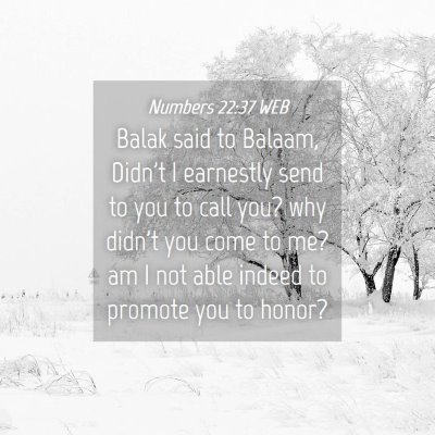 Picture 04 - Numbers 22:37 WEB - Balak said to Balaam, Didn't I earnestly send to - Bible Verse Picture