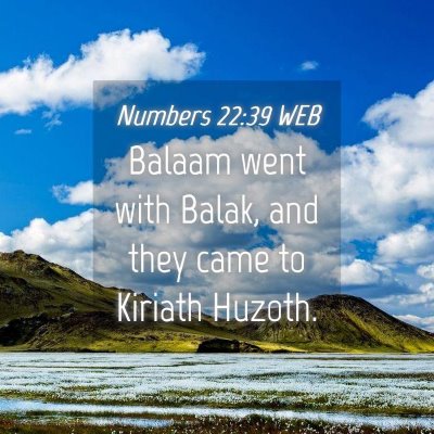 Picture 04 - Numbers 22:39 WEB - Balaam went with Balak, and they came to Kiriath - Bible Verse Picture