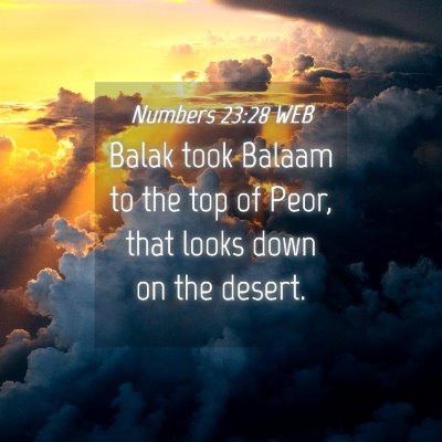 Picture 04 - Numbers 23:28 WEB - Balak took Balaam to the top of Peor, that looks - Bible Verse Picture