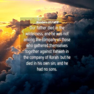 Picture 04 - Numbers 27:3 WEB - Our father died in the wilderness, and he was not - Bible Verse Picture