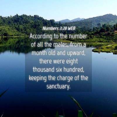 Picture 04 - Numbers 3:28 WEB - According to the number of all the males, from a - Bible Verse Picture