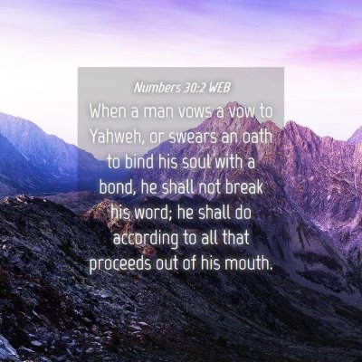 Picture 04 - Numbers 30:2 WEB - When a man vows a vow to Yahweh, or swears an - Bible Verse Picture