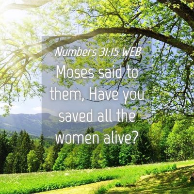 Picture 04 - Numbers 31:15 WEB - Moses said to them, Have you saved all the women - Bible Verse Picture