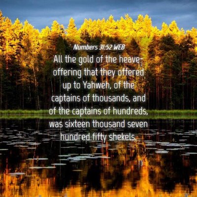 Picture 04 - Numbers 31:52 WEB - All the gold of the heave-offering that they - Bible Verse Picture