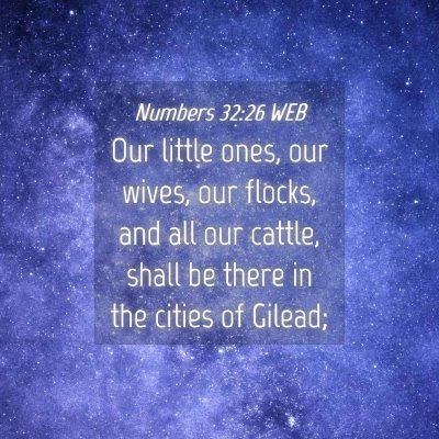 Picture 04 - Numbers 32:26 WEB - Our little ones, our wives, our flocks, and all - Bible Verse Picture