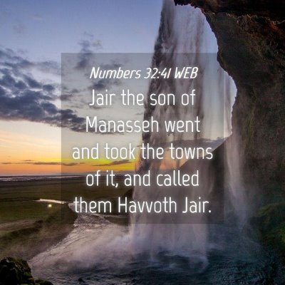 Picture 04 - Numbers 32:41 WEB - Jair the son of Manasseh went and took the towns - Bible Verse Picture