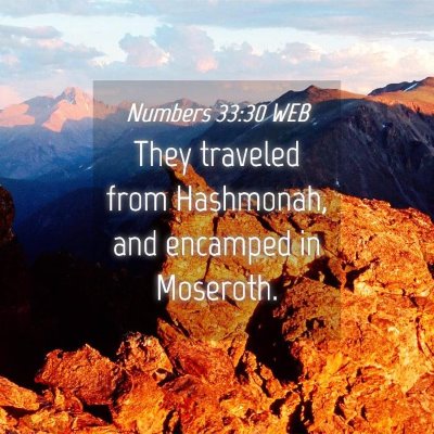 Picture 04 - Numbers 33:30 WEB - They traveled from Hashmonah, and encamped in - Bible Verse Picture