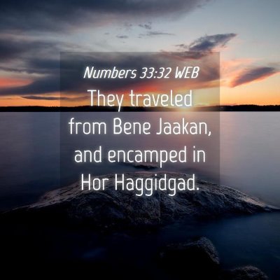 Picture 04 - Numbers 33:32 WEB - They traveled from Bene Jaakan, and encamped in - Bible Verse Picture