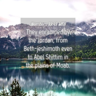 Picture 04 - Numbers 33:49 WEB - They encamped by the Jordan, from Beth-jeshimoth - Bible Verse Picture