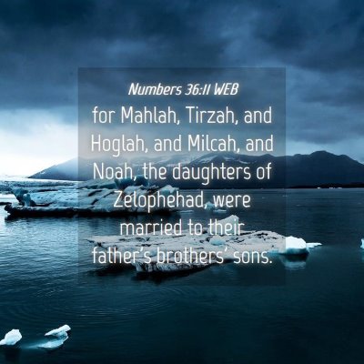 Picture 04 - Numbers 36:11 WEB - for Mahlah, Tirzah, and Hoglah, and Milcah, and - Bible Verse Picture