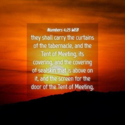 Picture 04 - Numbers 4:25 WEB - they shall carry the curtains of the tabernacle, - Bible Verse Picture