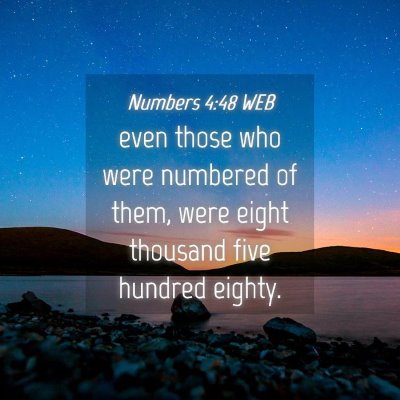 Picture 04 - Numbers 4:48 WEB - even those who were numbered of them, were eight - Bible Verse Picture