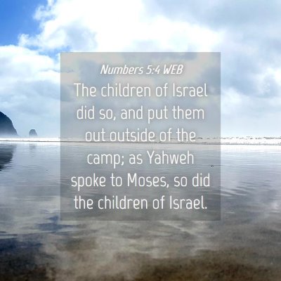 Picture 04 - Numbers 5:4 WEB - The children of Israel did so, and put them out - Bible Verse Picture