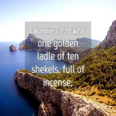 Picture 04 - Numbers 7:20 WEB - one golden ladle of ten shekels, full of - Bible Verse Picture