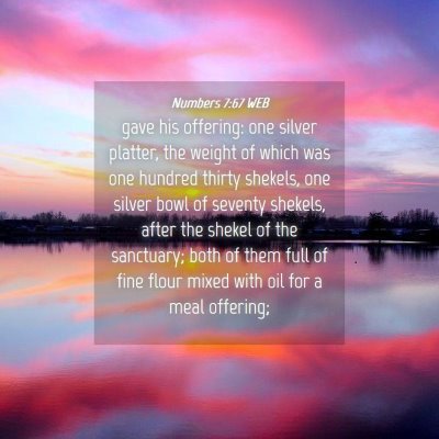 Picture 04 - Numbers 7:67 WEB - gave his offering: one silver platter, the weight - Bible Verse Picture