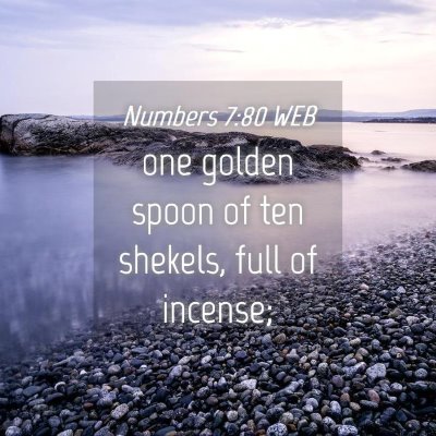 Picture 04 - Numbers 7:80 WEB - one golden spoon of ten shekels, full of - Bible Verse Picture