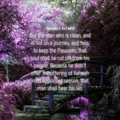 Picture 04 - Numbers 9:13 WEB - But the man who is clean, and is not on a - Bible Verse Picture