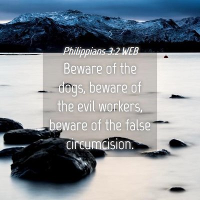 Picture 04 - Philippians 3:2 WEB - Beware of the dogs, beware of the evil workers, - Bible Verse Picture