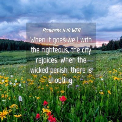 Picture 04 - Proverbs 11:10 WEB - When it goes well with the righteous, the city - Bible Verse Picture