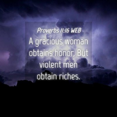 Picture 04 - Proverbs 11:16 WEB - A gracious woman obtains honor, But violent men - Bible Verse Picture