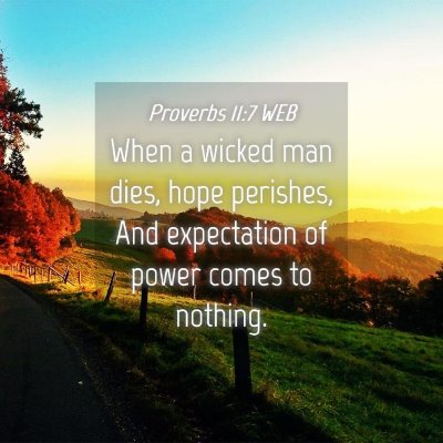 Picture 04 - Proverbs 11:7 WEB - When a wicked man dies, hope perishes, And - Bible Verse Picture