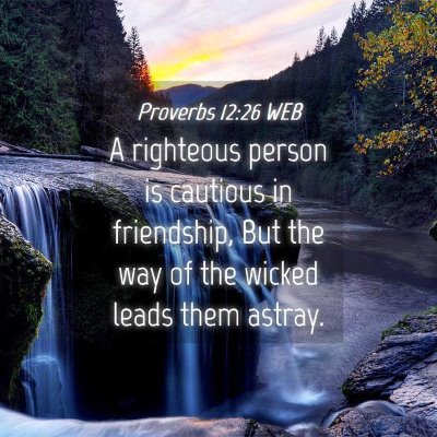 Picture 04 - Proverbs 12:26 WEB - A righteous person is cautious in friendship, But - Bible Verse Picture