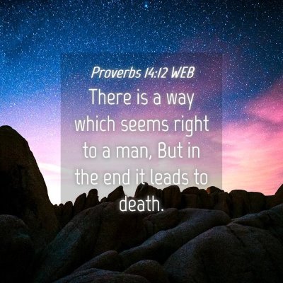 Picture 04 - Proverbs 14:12 WEB - There is a way which seems right to a man, But in - Bible Verse Picture