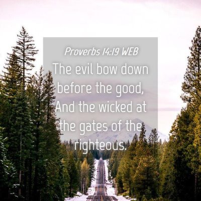 Picture 04 - Proverbs 14:19 WEB - The evil bow down before the good, And the wicked - Bible Verse Picture