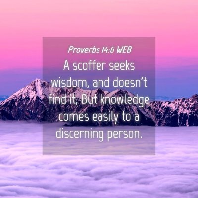 Picture 04 - Proverbs 14:6 WEB - A scoffer seeks wisdom, and doesn't find it, But - Bible Verse Picture