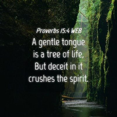 Picture 04 - Proverbs 15:4 WEB - A gentle tongue is a tree of life, But deceit in - Bible Verse Picture