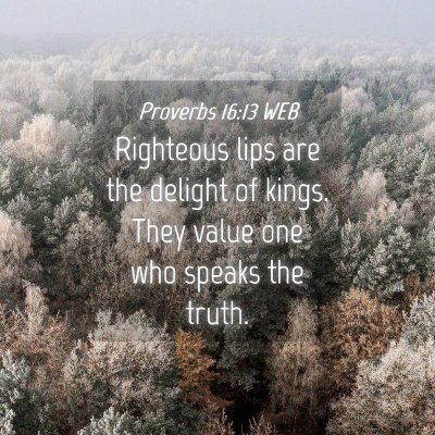 Picture 04 - Proverbs 16:13 WEB - Righteous lips are the delight of kings. They - Bible Verse Picture