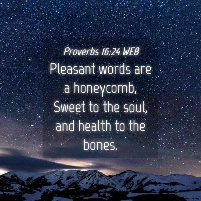 Picture 04 - Proverbs 16:24 WEB - Pleasant words are a honeycomb, Sweet to the - Bible Verse Picture