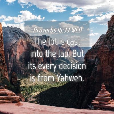 Picture 04 - Proverbs 16:33 WEB - The lot is cast into the lap, But its every - Bible Verse Picture