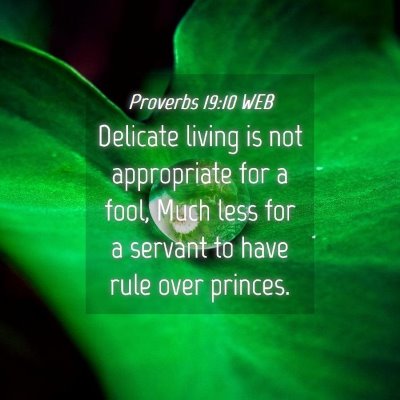 Picture 04 - Proverbs 19:10 WEB - Delicate living is not appropriate for a fool, - Bible Verse Picture