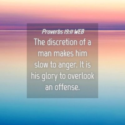 Picture 04 - Proverbs 19:11 WEB - The discretion of a man makes him slow to anger. - Bible Verse Picture