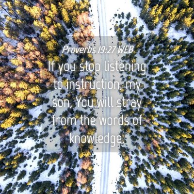 Picture 04 - Proverbs 19:27 WEB - If you stop listening to instruction, my son, You - Bible Verse Picture