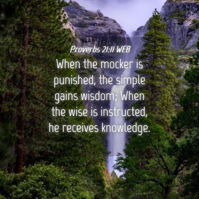 Picture 04 - Proverbs 21:11 WEB - When the mocker is punished, the simple gains - Bible Verse Picture
